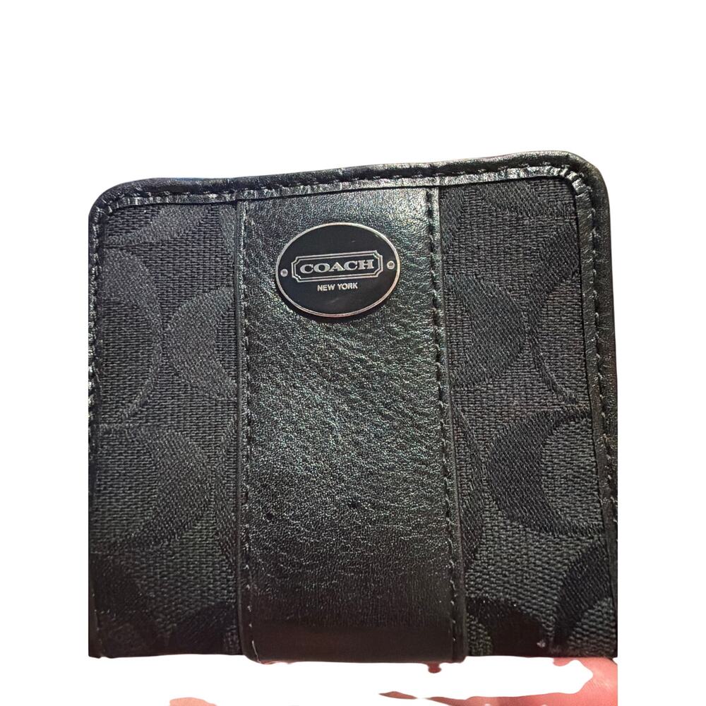 Coach Small Black Signature Logo Wallet. Preppy